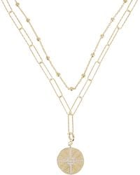 Ela Rae Dual Layer Coin Pendant Necklace - Metallic