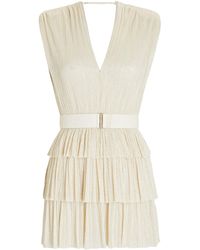 Sabina Musayev Skylar Pleated Midi Dress in Green-lt (Green) | Lyst Canada