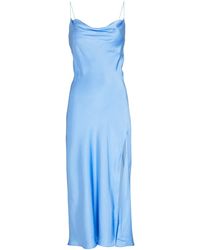 Intermix Rachael Silk Cowl Neck Slip Dress - Blue