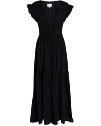Honorine Monet Cotton Gauze Midi Dress - Black