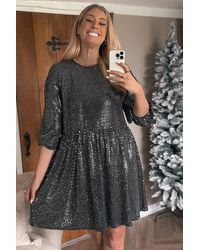 Stacey Solomon - Disco Sequin Skater Mini Dress - Lyst