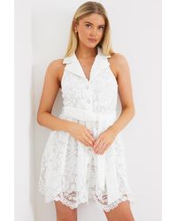 GEORGIA LOUISE - Lace Belted Shirt Dress - Lyst