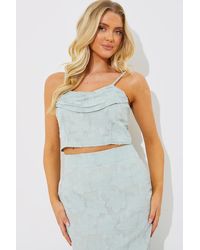 Perrie Sian - Jacquard Draped Cami Co-Ord Crop Top - Lyst