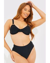 In The Style - Sculpt And Control High Waist High Leg Bikini Bottom - Lyst