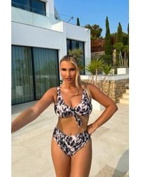 Billie Faiers - Leoprad Print Control High Waisted Bikini Bottoms - Lyst