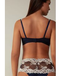 Intimissimi Pretty Flowers Triangle Bra In Lace in Black/Ivory (Black) -  Lyst