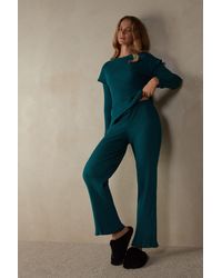 Slacks and Chinos Wide-leg and palazzo trousers Womens Clothing Trousers Intimissimi Romantic Heritage Plain Weave Cotton Pants 