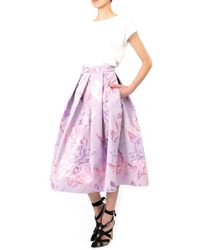 Irene Luft Floral A-line Skirt With Flower Pattern Light Pink