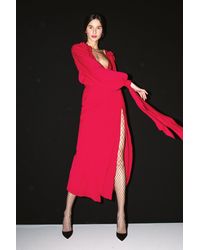 Irene Luft Red Maxi-length Pencil Skirt With Slit