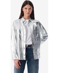 IRO - Nazil Silver Leather Overshirt - Lyst