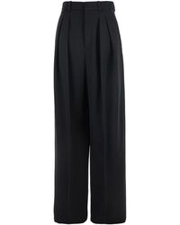 Saint Laurent - Pants With Belt Loops And Wide Leg - Lyst
