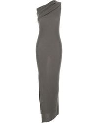 Rick Owens - 'Athena' Asymmetrical Long Dress With Wide Neck And Ribbed Design - Lyst