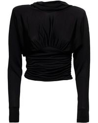 Saint Laurent - Stretch Jersey Long-sleeved Top With Back Uncovered - Lyst