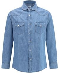 Brunello Cucinelli - Easy Fit Lightweight Denim Shirt - Lyst