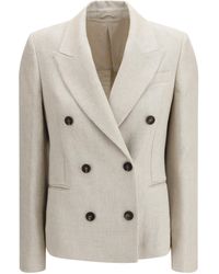 Brunello Cucinelli - Button Herringbone Blazer - Lyst