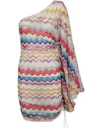 Missoni - One-Shoulder Stripe Patterned Short Dress - Lyst