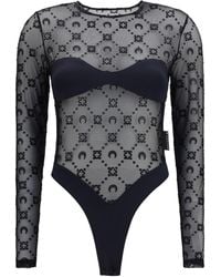 Marine Serre - Mesh Body With Moon Motif Polyamide; Elastane Top - Lyst