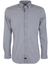 Fay - New Button Down Stretch Popeline Microchecked Shirt - Lyst