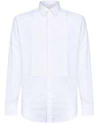 Giorgio Armani - Cotton Twill Tuxedo Shirt With Pleated Plastron - Lyst