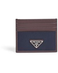Prada - And Coffee Re-Nylon And Leather Card Holder - Lyst
