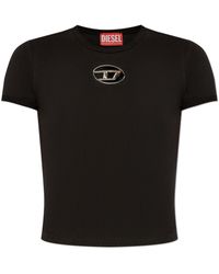 DIESEL - Logo Plaque Cropped T-Shirt - Lyst
