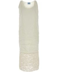 Prada - Ivory Stretch Cotton Blend Dress - Lyst