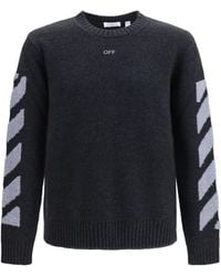 Off-White c/o Virgil Abloh - Diag Fuzzy Crewneck Sweater Wool Ovis Aries; Polyamide - Lyst