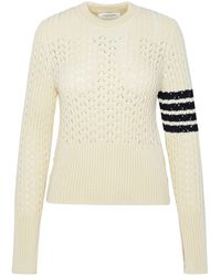 Thom Browne - Cream Virgin Wool Sweater - Lyst