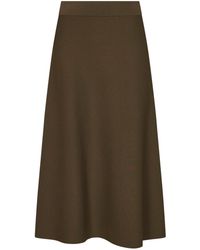 Max Mara - Khaki Viscose Crepe Mxmfuggito Flared Midi Skirt - Lyst