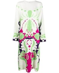 Valentino - Floral Print Silk Midi Dress - Lyst