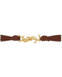 Saint Laurent - Bracelet Cassandre Nappa Leather And Metal Bracelets - Lyst