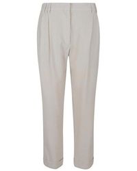 Brunello Cucinelli - White Viscose Casual Pants - Lyst