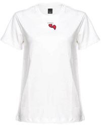 Pinko - Heart Embellished Crewneck T-shirt - Lyst