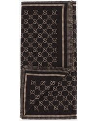 Gucci - Wool Scarf With Gg Pattern - Lyst