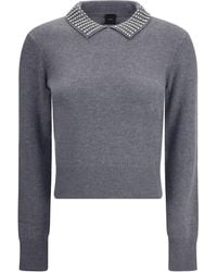 Pinko - Rhinestone-Decorated Collar Sweater - Lyst
