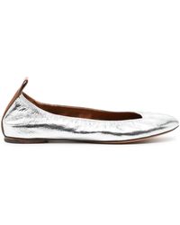 Lanvin - Metallic Leather Ballerina Shoes - Lyst
