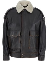Semicouture - Jacket With Shearling Collar And Two Front Patch Pockets - Lyst