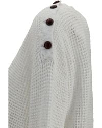 Brunello Cucinelli - Openwork Sweater With Shoulder Buttons Cotton - Lyst