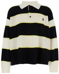 McQueen - And Long-Sleeve Polo Shirt With Logo Patch On The Front And All-Over Striped Motif - Lyst