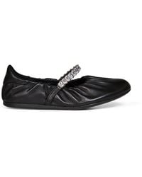 Jimmy Choo - Nappa Leather Jade Ballet Flats With Crystal Strap - Lyst