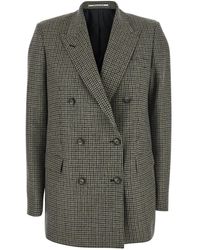 Tagliatore - Double-Breasted Jacket With Notched Revers And All-Over Check Motif - Lyst