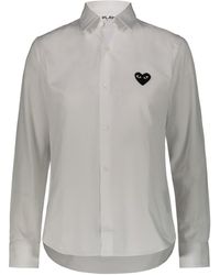 COMME DES GARÇONS PLAY - Cotton Poplin Shirt With Black Embroidered Heart Clothing - Lyst