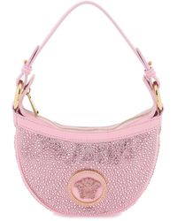 Versace - Repeat Mini Hobo Bag With Crystals - Lyst