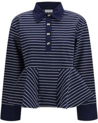 Ganni - Striped Polo Shirt - Lyst
