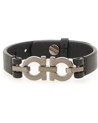 Ferragamo - Bracelet Double Gancini Leather Calf Bracelets - Lyst