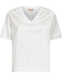 Blanca Vita - Lisle Cotton V-Neck T-Shirt - Lyst