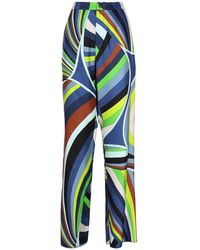 Emilio Pucci - Straight Leg Silk Trousers With Iris Print - Lyst
