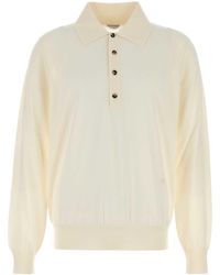 Bottega Veneta - Ivory Cashmere Polo Shirt - Lyst
