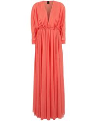 Pinko - Long Dress With Deep V-Neck - Lyst