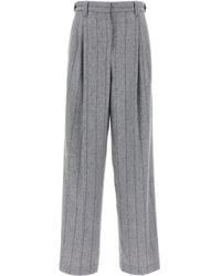 Brunello Cucinelli - Light Wool Wide Leg Trousers - Lyst